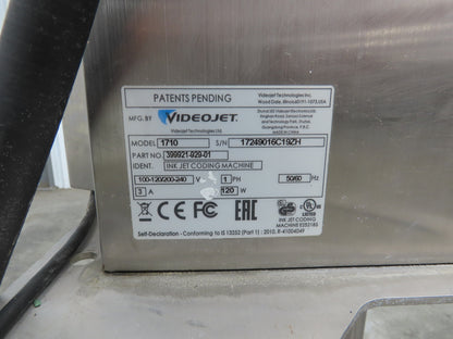 Videojet 1710 Color Pigment Inkjet Printer Coding Machine Single Print Head