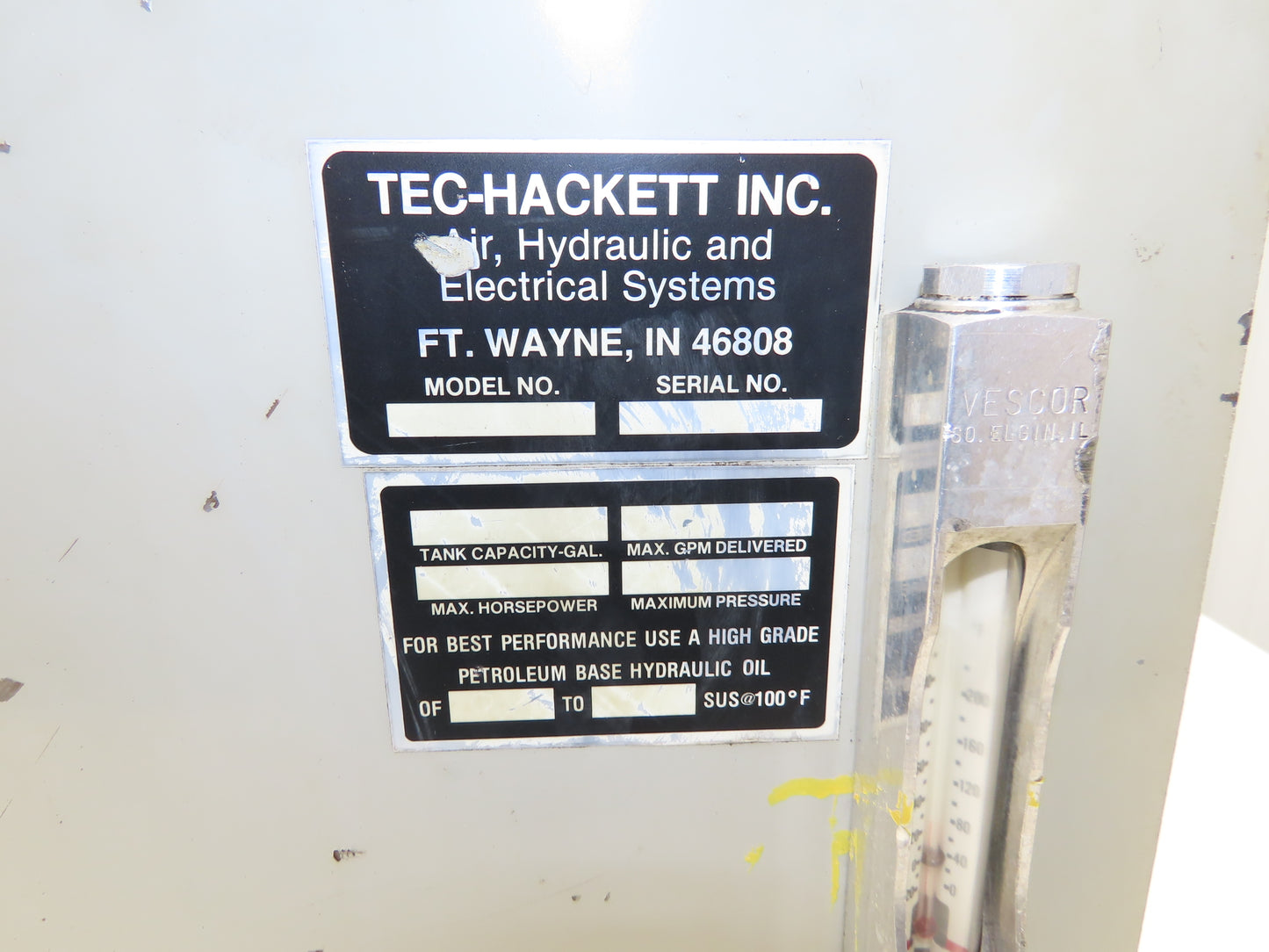 Tec Hackett PFG-40-10A3 Hydraulic Power Unit 10Gal 4GPM 1250PSI 3Hp 230/460V 3PH