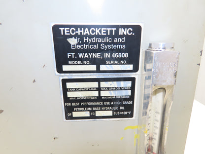 Tec Hackett PFG-40-10A3 Hydraulic Power Unit 10Gal 4GPM 1250PSI 3Hp 230/460V 3PH