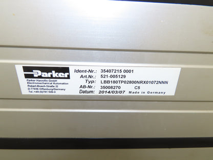 Parker 521-005129 Belt Driven Linear Actuator 2800mm Stoke Rodless Servo 180mm W
