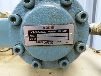 Nachi VDR-1B-1A2-13 Hydraulic Power Unit Variable Pump 18 Gal 6gpm 1.5kw 460V