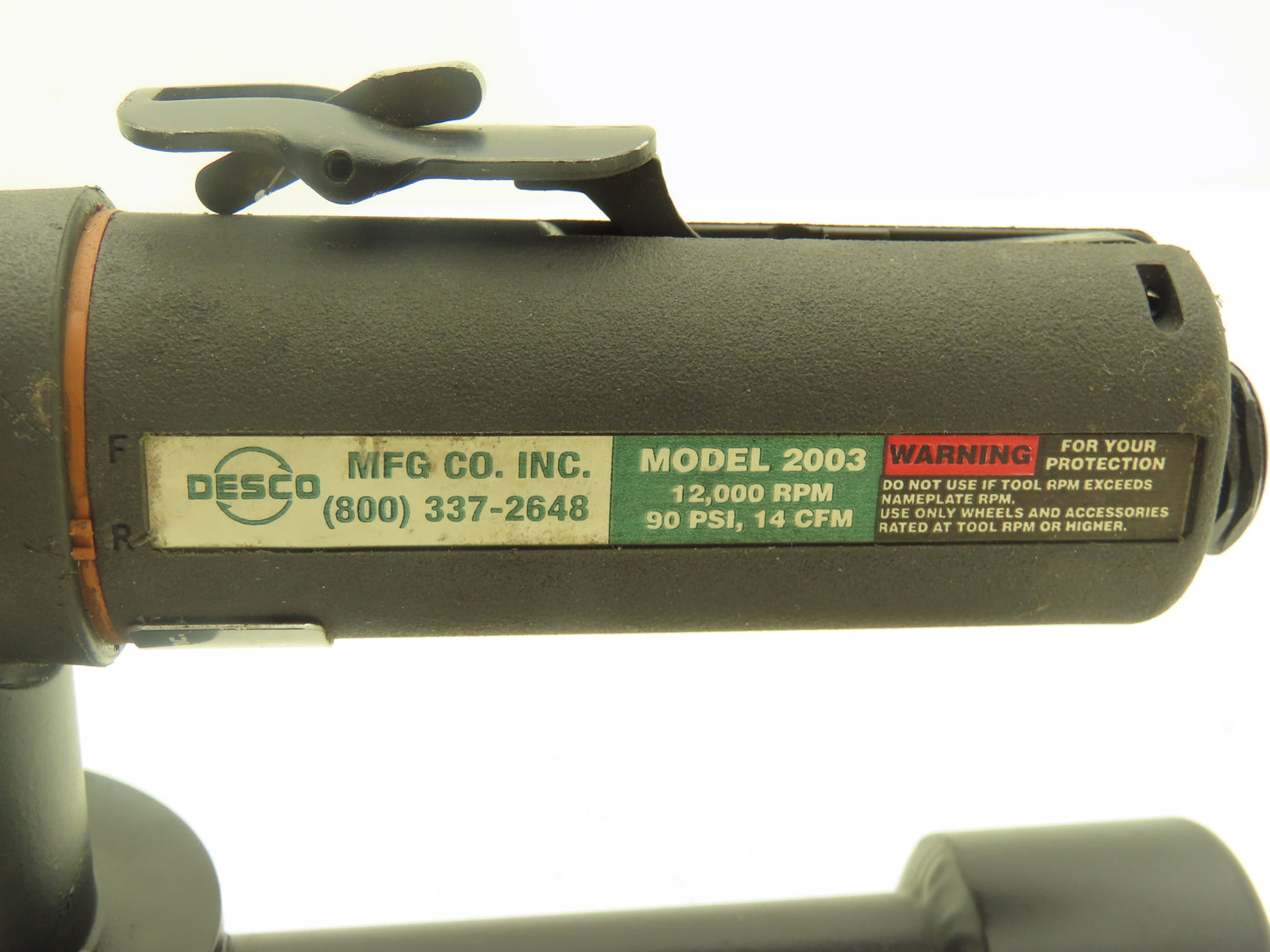 Desco 2003 Pneumatic Grinder Roll Lock 3" W/Dust Collection Stuck In On Position