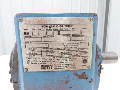 Link-Belt MW H 85 Worm Gear Reducer 90:1 Gearbox 20rpm 1.8Hp 180T LH Output