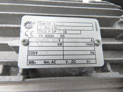 Nord SK90L/4 Inline Gearmotor 18.79 Reducer 1660/88rpm 1.5kw 230/460V 3PH