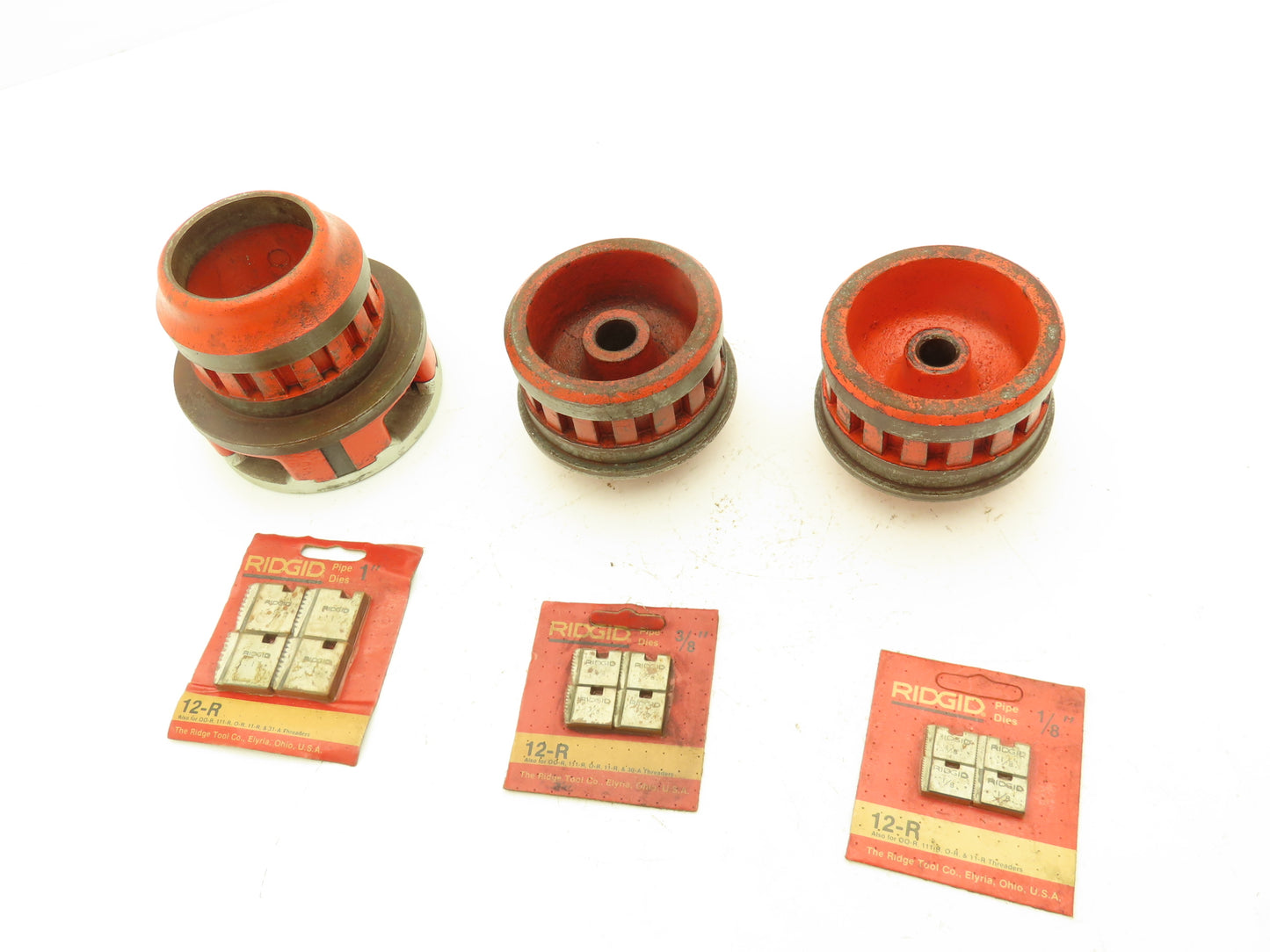 Ridgid 12-R Die Heads 1/4"- 3/8"-2" NPT Used W Hand Held Power Threaders