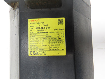 Fanuc A06B-0247-B400 Servo Motor 4kW 3000 RPM 230V 3PH Encoder A860-2000-T301