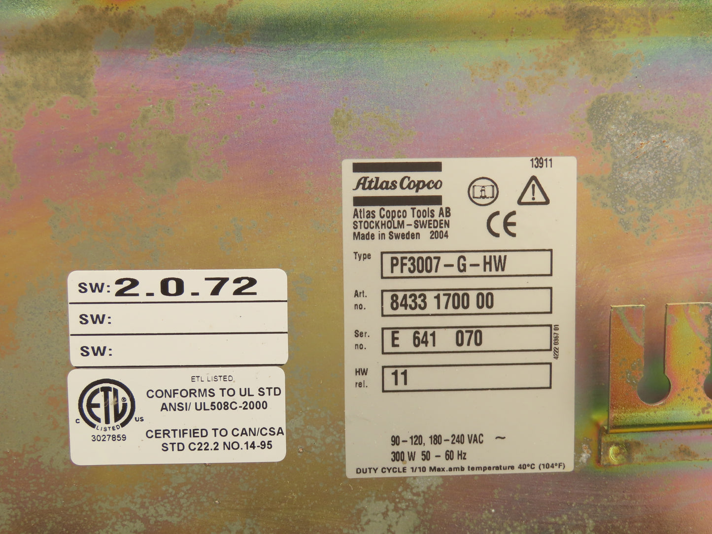 Atlas Copco PF3007 G-HW Tensor S4/S7 Nutrunner Drive Torque Controller