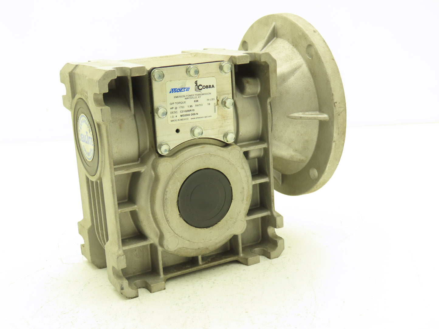 Morse Cobra C21Q56R10 Worm Gearbox 10:1 Reducer 2Hp 175rpm 56C RH Aluminum