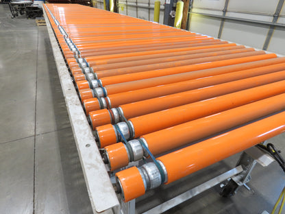 Roach 48"x 26' 9" Portable Roller Conveyor 115V Adj Speed O-Ring Belt Drive 44"H