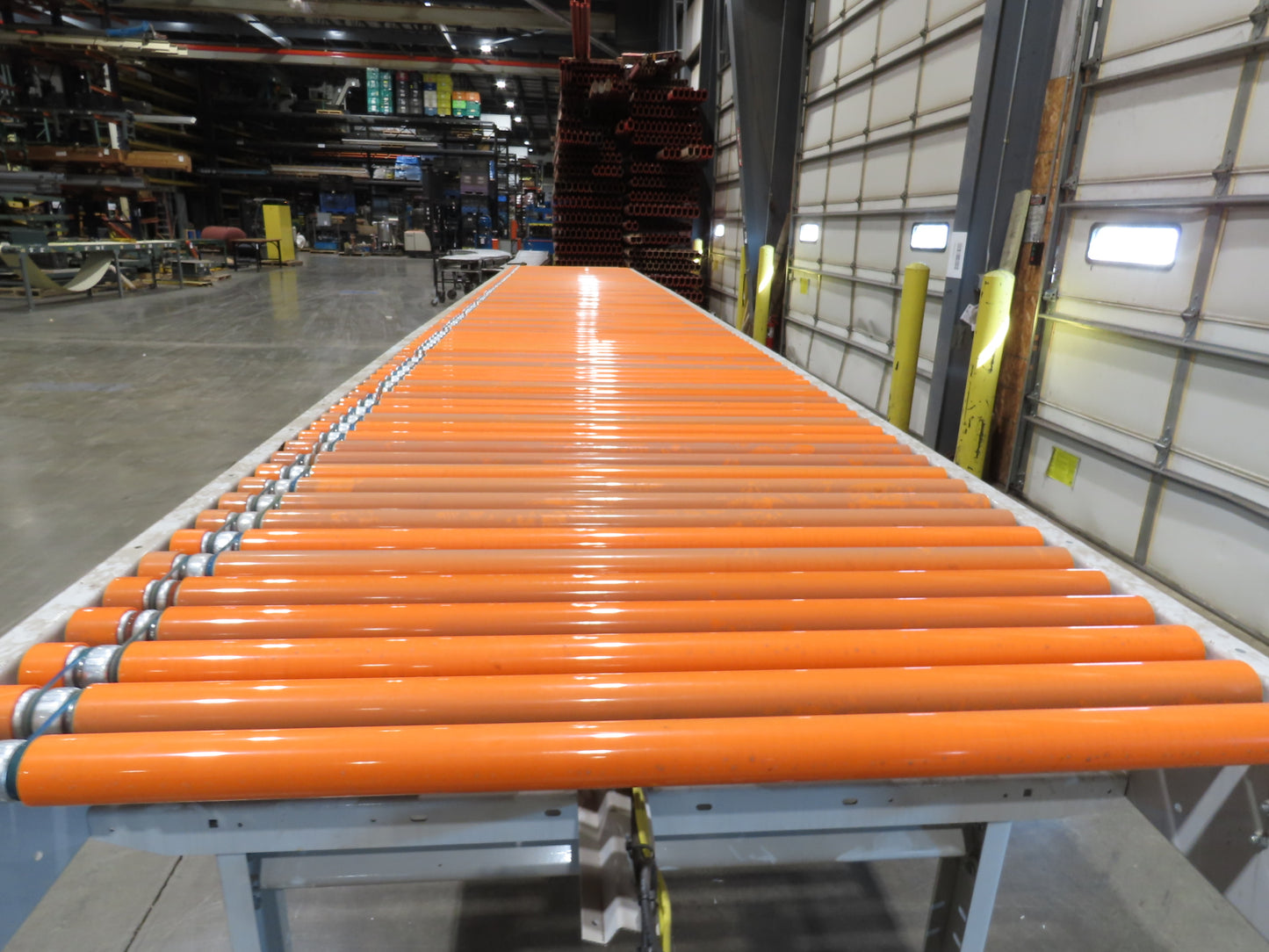 Roach 48"x 26' 9" Portable Roller Conveyor 115V Adj Speed O-Ring Belt Drive 44"H