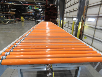 Roach 48"x 26' 9" Portable Roller Conveyor 115V Adj Speed O-Ring Belt Drive 44"H