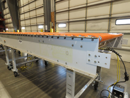 Roach 48"x 26' 9" Portable Roller Conveyor 115V Adj Speed O-Ring Belt Drive 44"H