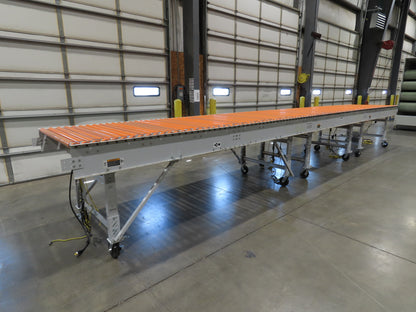 Roach 48"x 26' 9" Portable Roller Conveyor 115V Adj Speed O-Ring Belt Drive 44"H