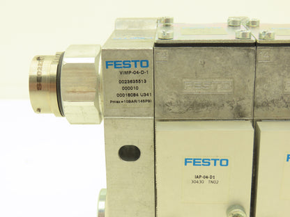Festo VIGK-04-D-1 4 Station Pneumatic Solenoid Valve Manifold Assembly