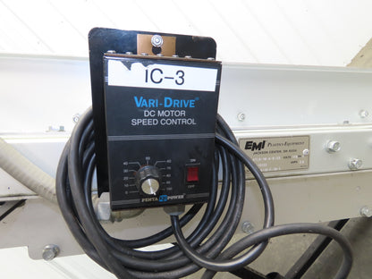 EMI Plastics Adj Incline Portable Belt Conveyor 20-45° 115V 1PH Adj Speed Drive