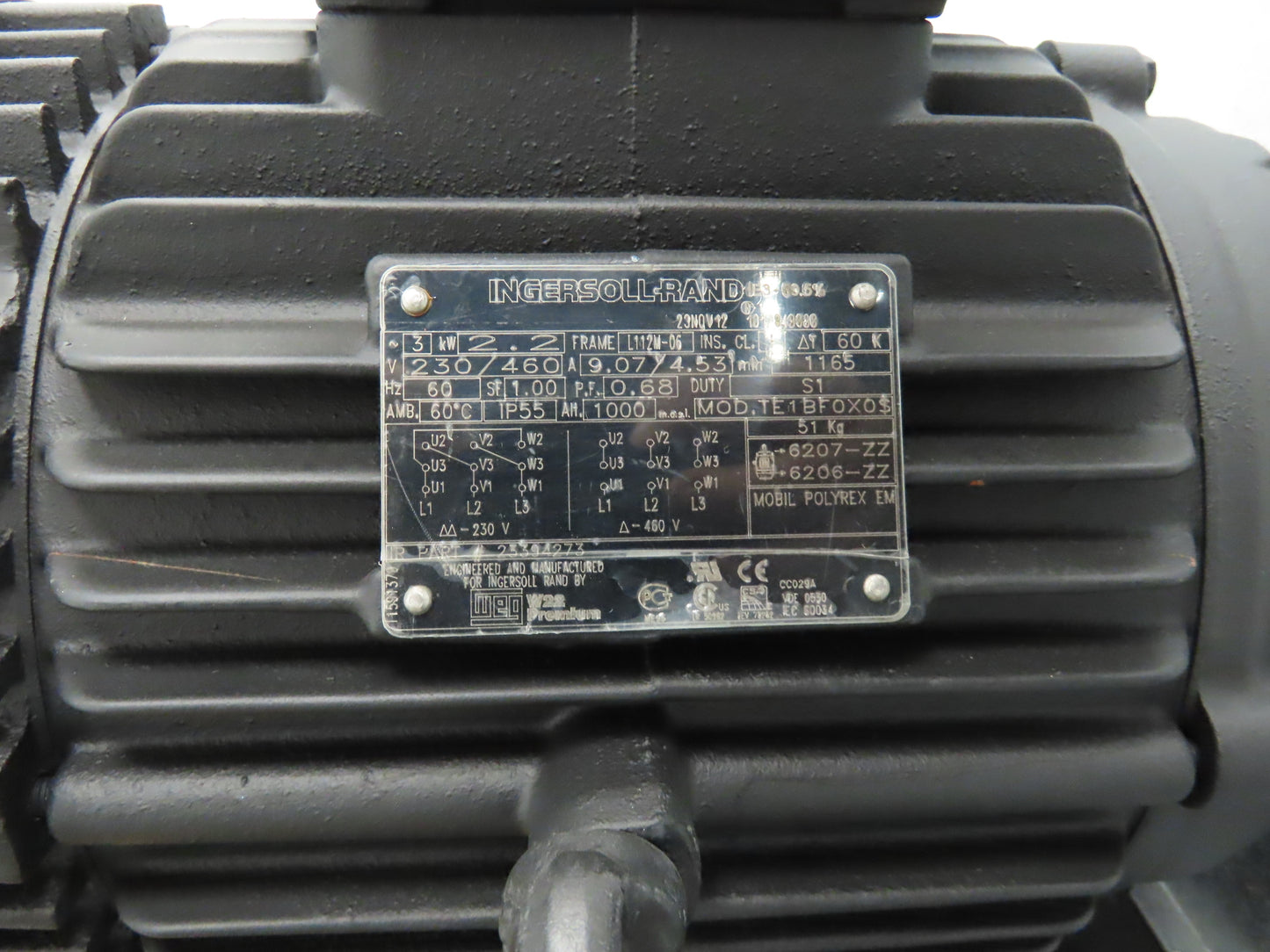 IR Screw Compressor 2.2kw Air Cooler Backward Incline Blower 230/460V 3PH