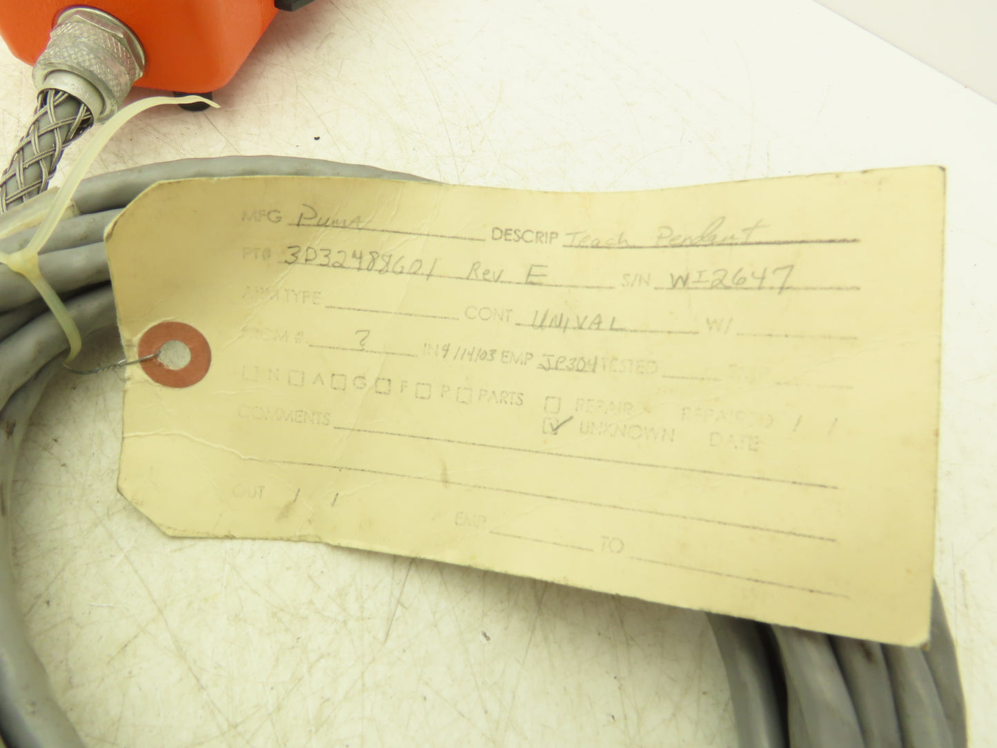 Westinghouse Unimation 3D32488G01 Robot Teach Pendant W/Cable & Deadman Switch