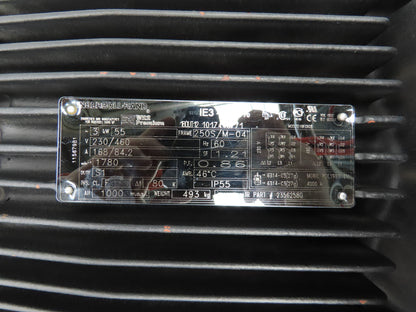 Ingersoll Rand Air Compressor Motor 73Hp 55kw 230/460V 3Ph R55I 1780RPM 250S