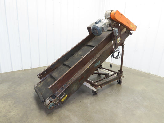 Hytrol 74"L Adj Incline Portable Parts Conveyor 18" Cleated Belt 115V 70FPM