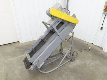 60"L Adjustable Incline Portable Parts Conveyor 12" Cleated Belt 115V 60FPM