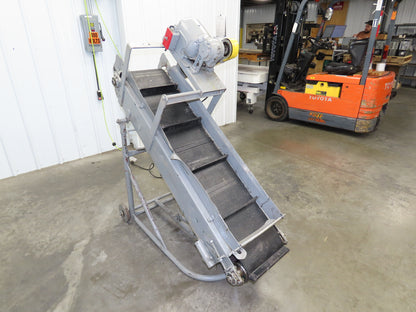 60"L Adjustable Incline Portable Parts Conveyor 12" Cleated Belt 115V 60FPM