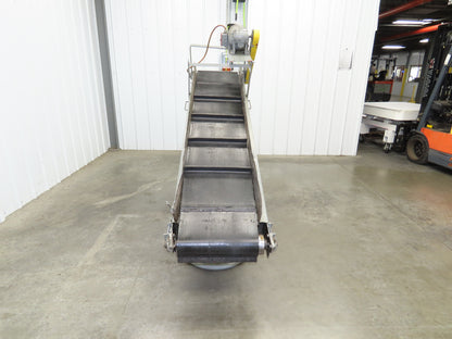 84"L Adjustable Incline Portable Parts Conveyor 16" Cleated Belt 115V 60FPM