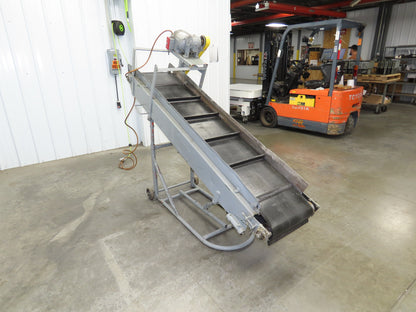 84"L Adjustable Incline Portable Parts Conveyor 16" Cleated Belt 115V 60FPM