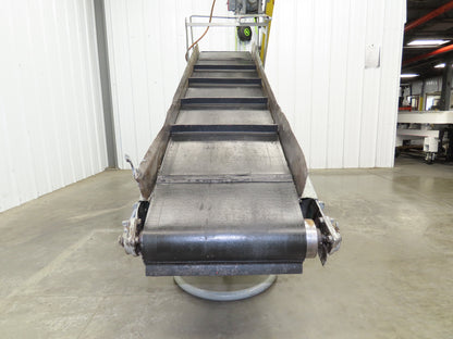 84"L Adjustable Incline Portable Parts Conveyor 16" Cleated Belt 115V 60FPM