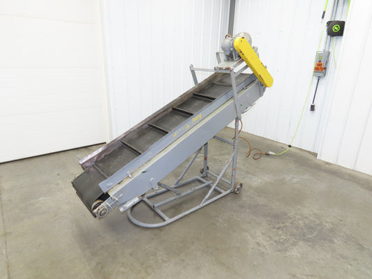 84"L Adjustable Incline Portable Parts Conveyor 16" Cleated Belt 115V 60FPM