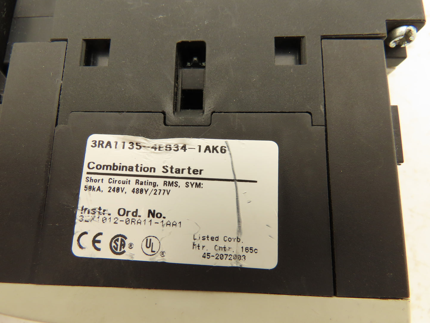 Siemens 3RA1135-4ES34-1AK6 Combo Starter 600VAC 45A 3Ph Sirius Motor Protector