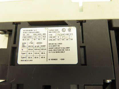Siemens 3RA1135-4ES34-1AK6 Combo Starter 600VAC 45A 3Ph Sirius Motor Protector