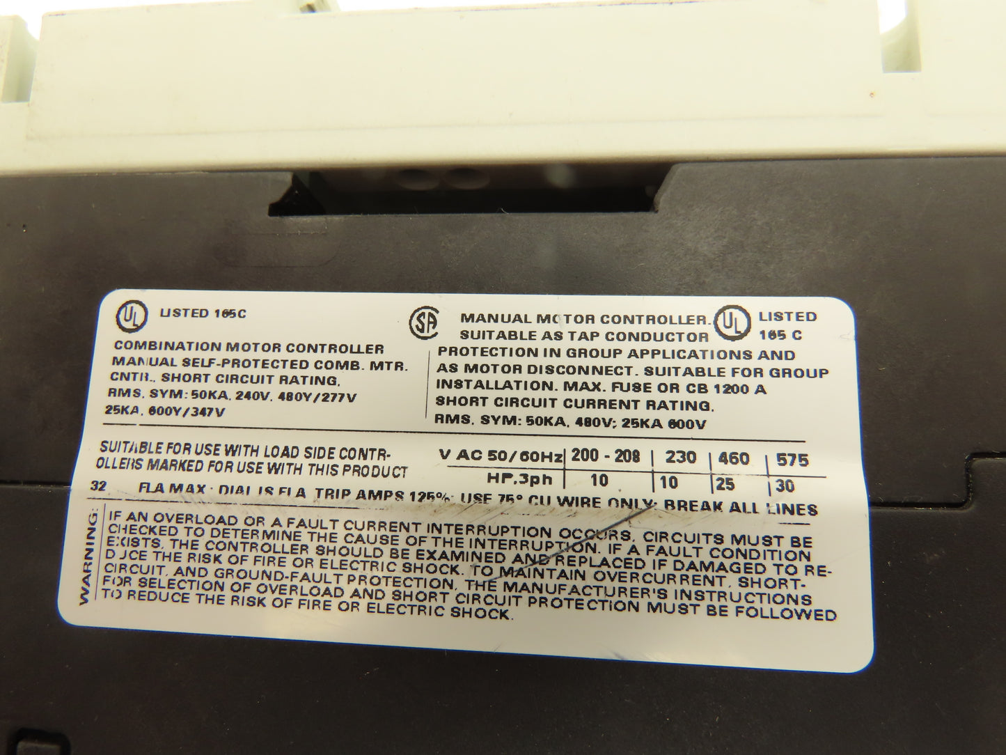 Siemens 3RA1135-4ES34-1AK6 Combo Starter 600VAC 45A 3Ph Sirius Motor Protector