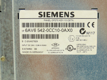 Siemens 6AV6 542-0CC10-0AX0 OP-270 KEY-10 CSTN Operator Display Interface Panel