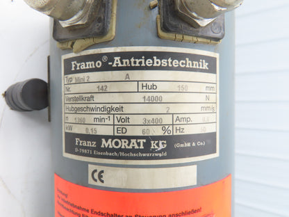 Framo Morat Mini 2 Linear Actuator Motorized Cylinder 150mm 0.15kw 400V 3PH