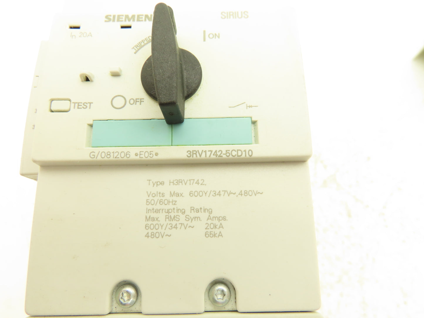 Siemens 3RV1742-5CD10 Circuit Breaker System Protection 20A 600VAC 3 Ph Lot of 2