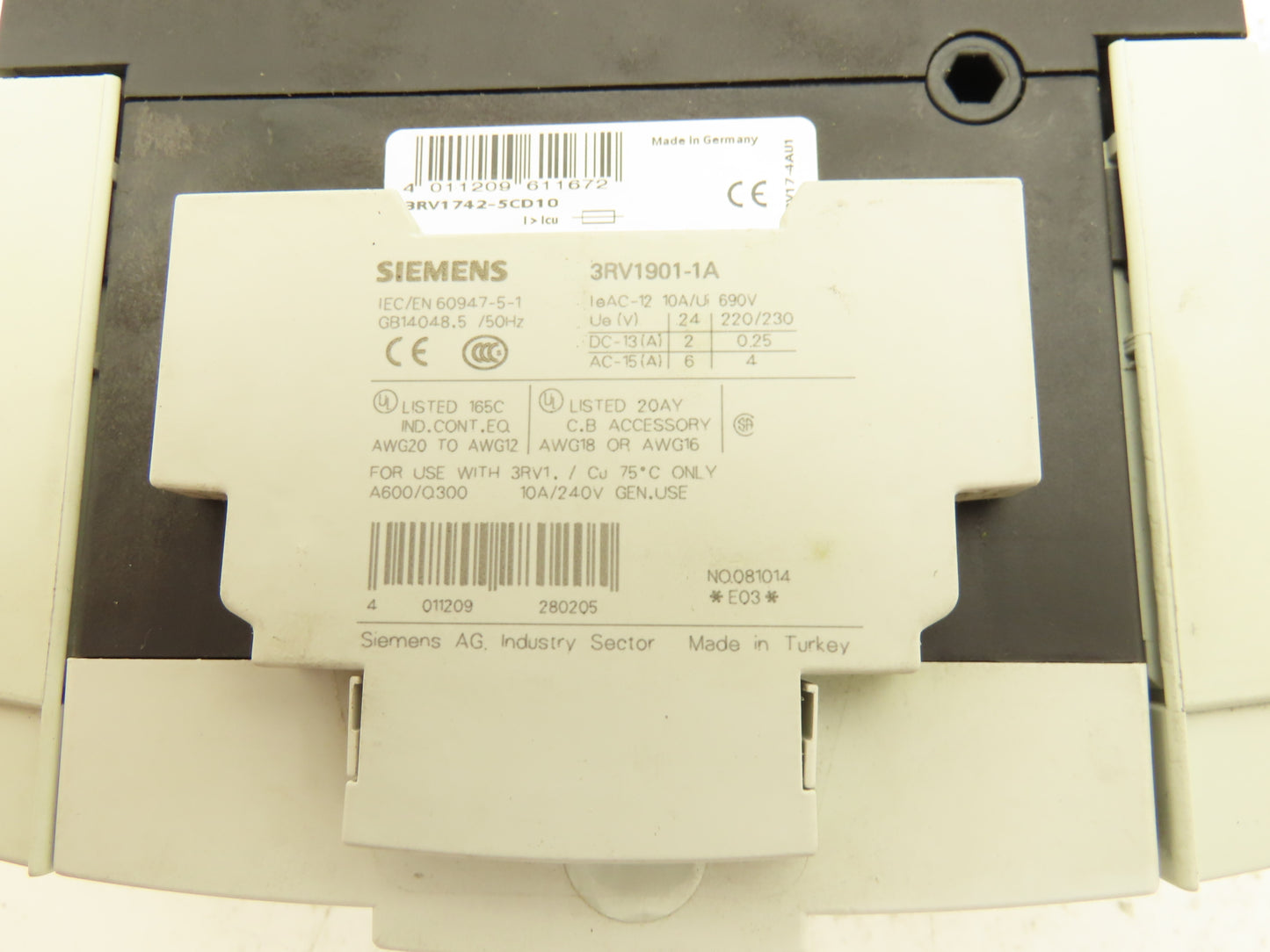 Siemens 3RV1742-5CD10 Circuit Breaker System Protection 20A 600VAC 3 Ph Lot of 2