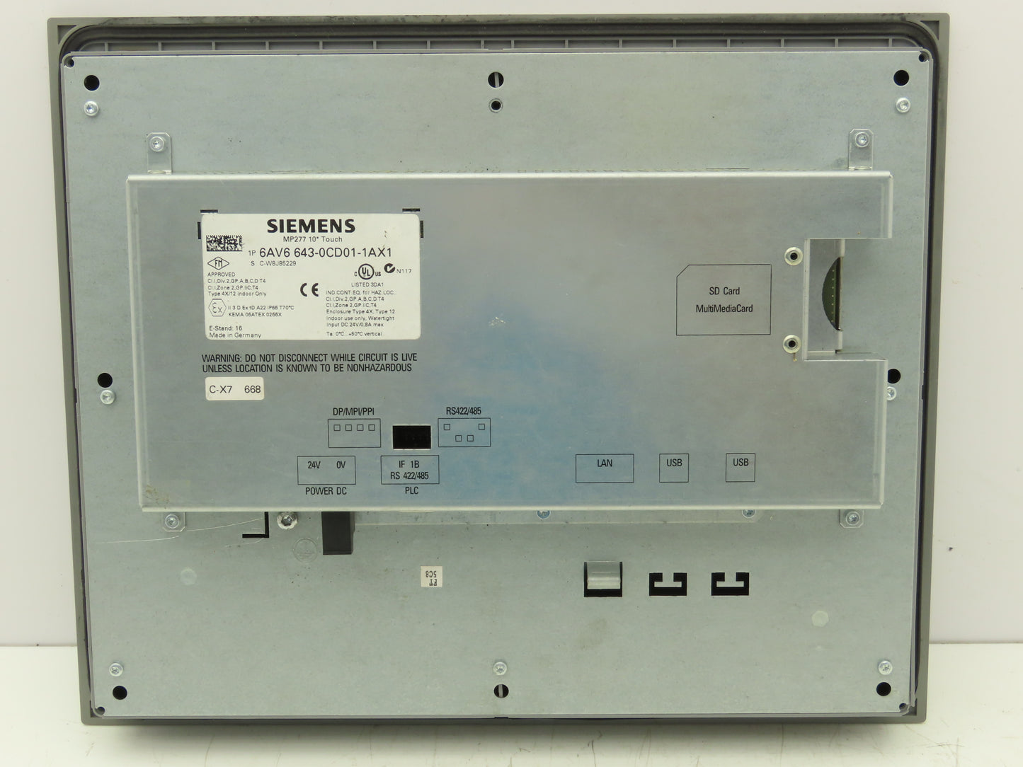 Siemens 6AV6 643-0CD01-1AX1 MP277 Simatic 10" HMI Touch Screen Control Panel