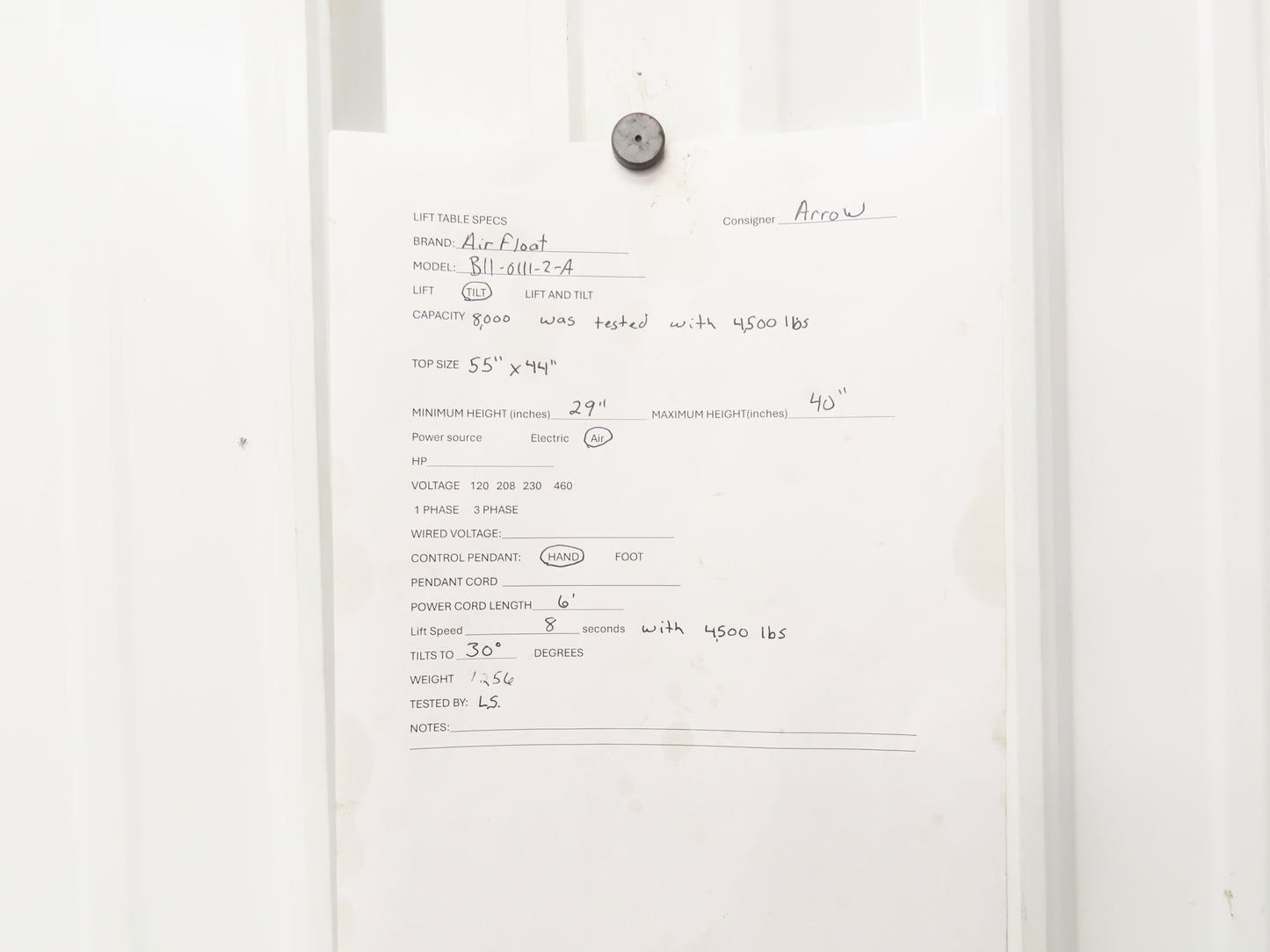 Airfloat Pneumatic Tilt Table Tote Tipper 8000lbs 30° Degree 55x44" Top 14" Lip