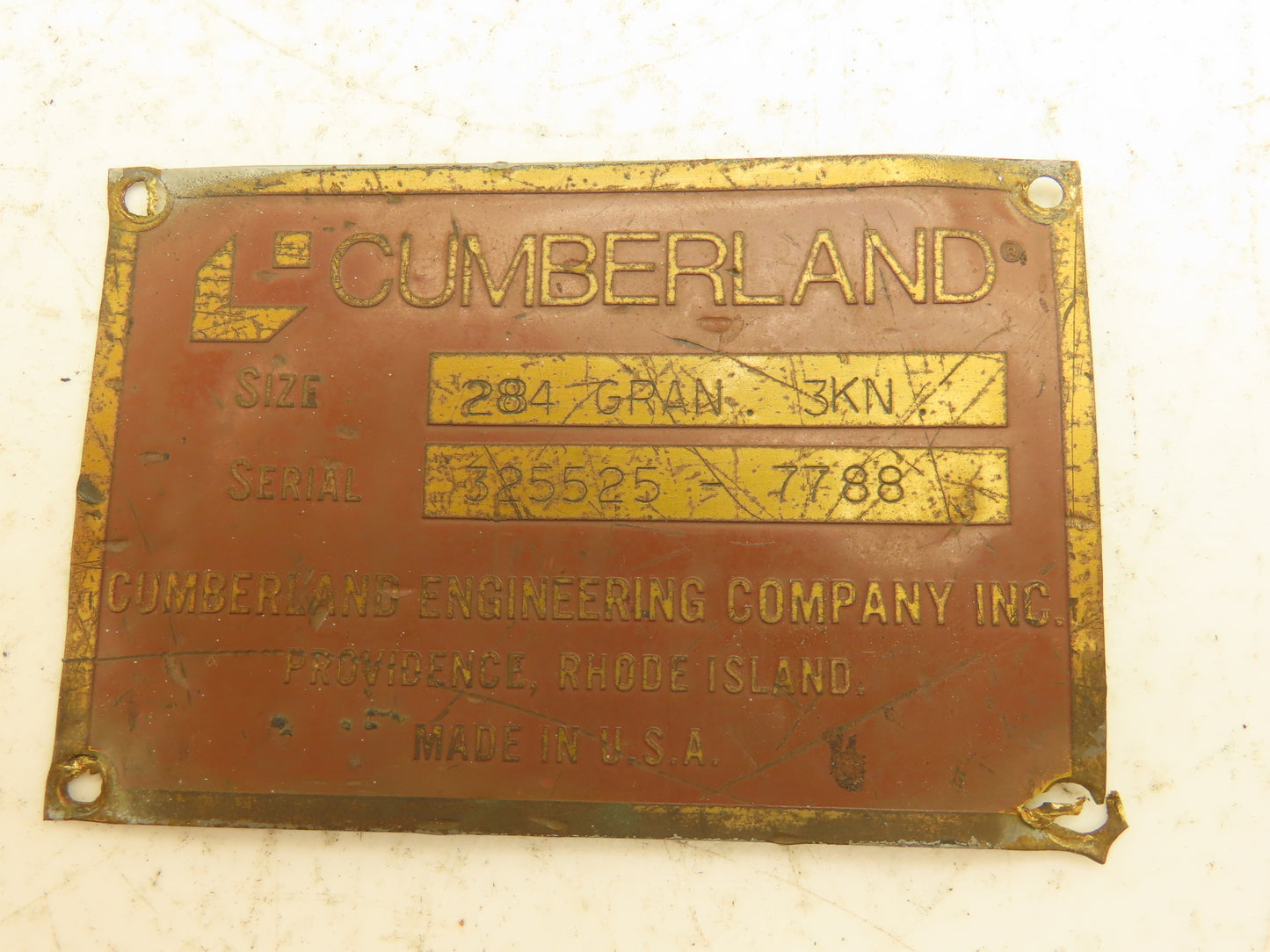 Cumberland 284 Gran 3KN Granulator Grinder Screen 5/16" Holes 12-1/8"W