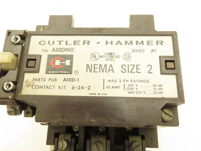 Cutler Hammer A10DN0 Size 2 Motor Starter Contactor 25Hp 45A 600V 3PH 120V Coil