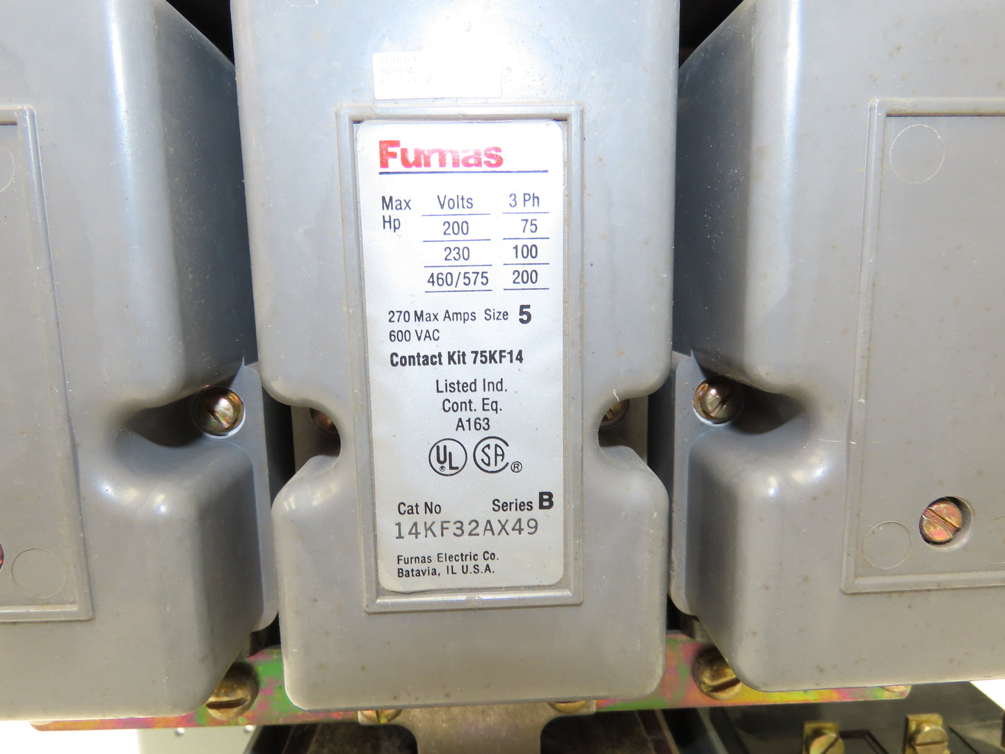 Furnas 14KF32AX49 Size 5 Motor Starter Contactor 200Hp 600V 3PH 120V Coil