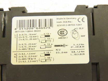 Siemens 3RT1034-1Q Contactor Motor Starter 50A 690VAC 24VDC Coil