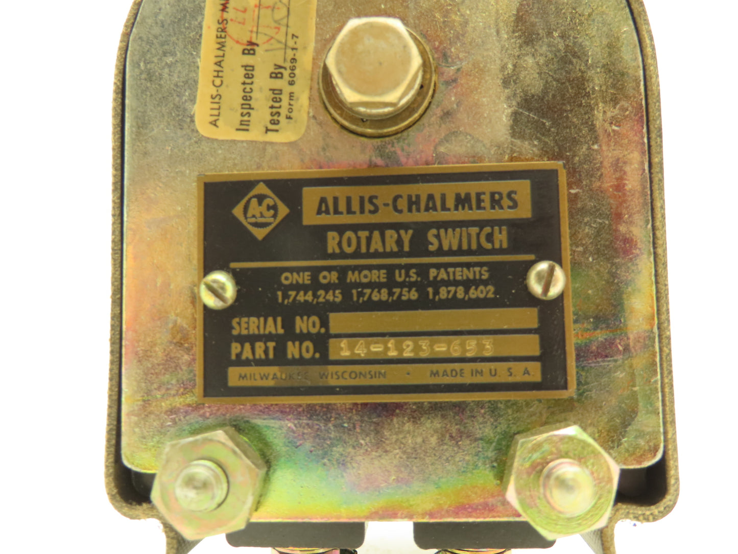 Allis-Chalmers 14-123-653 Hand Operated Rotary Switch 8 Terminal