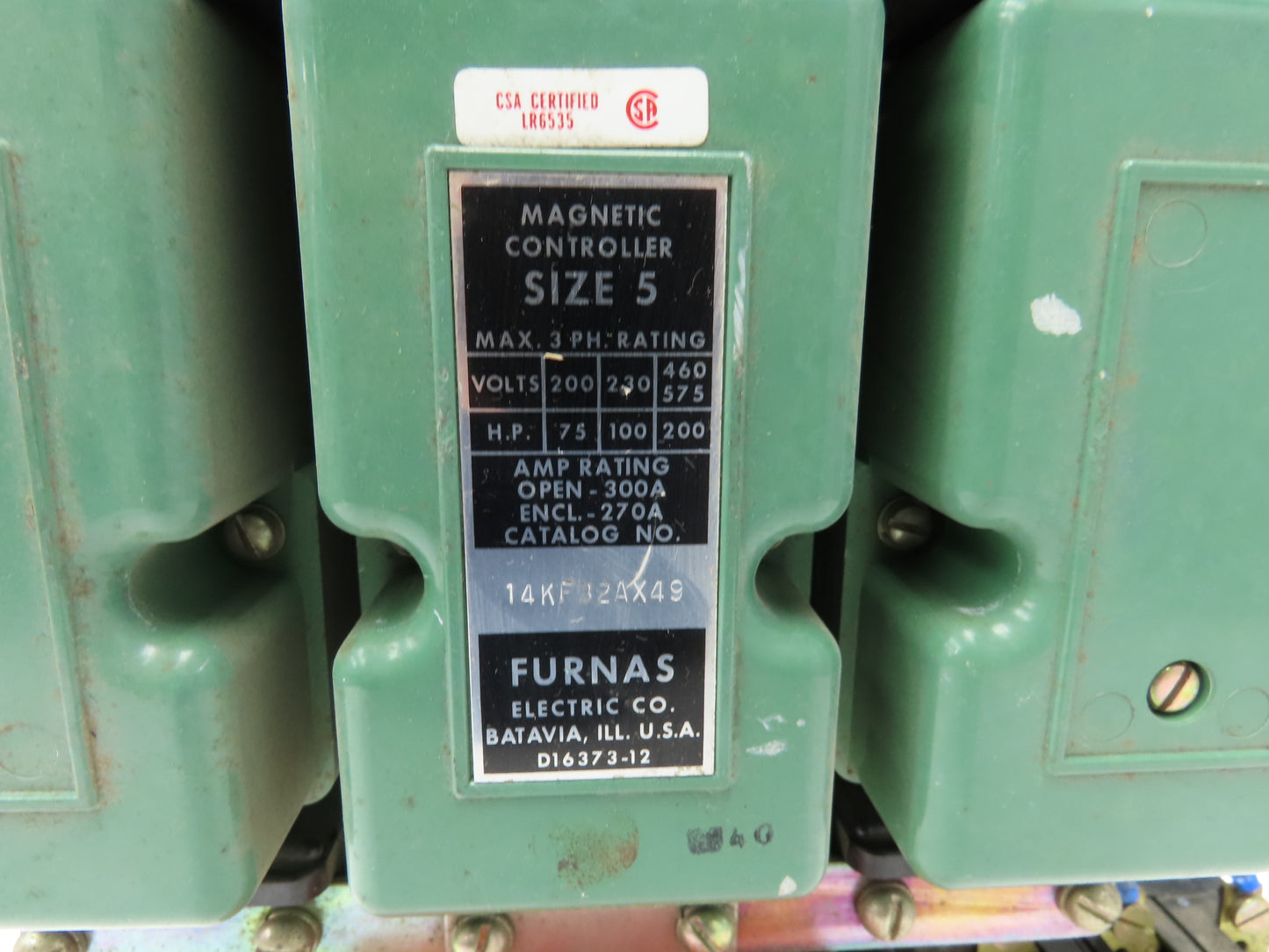 Furnas 14KF32AX49 Size 5 Motor Starter Contactor 200Hp 600V 3PH 120V Coil