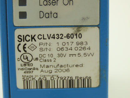 Sick CLV432-6010 Barcode Scanner Reader Fixed Mount 45-210mm 10-30VDC