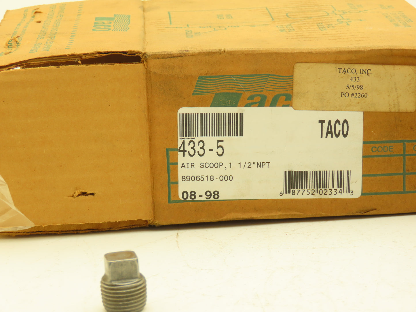 Taco 433-5 Cast Iron Air Scoop 1-1/2" NPT