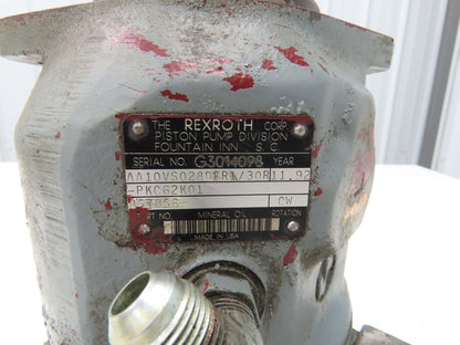 Rexroth AA10VS028DFR1/30R-PKC62K01 Hydraulic Axial Piston Pump 1800 RPM Vol 28cc