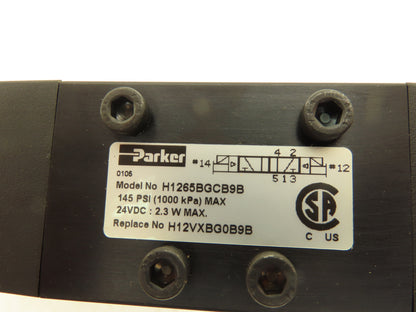 Parker H1265BGCB9B Pneumatic Air Directional Valve & Manifold Assembly 145PSI 24VDC