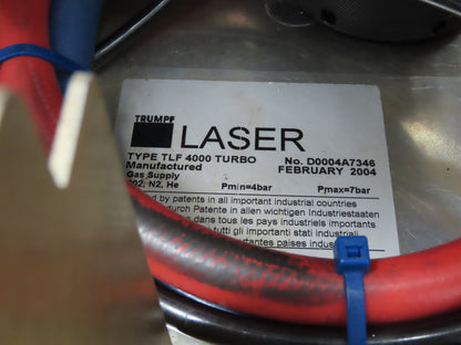 Trumpf TLF4000 Turbo Industrial CNC Laser Resonator CO2 He N2 L3030