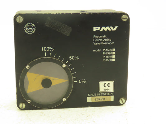 PMV P-1500 Pneumatic Valve Positioner Double Acting 3/4"x 1/2" Shaft